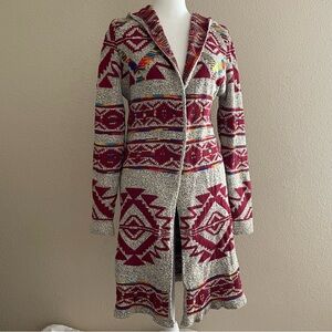 Northern Angel Anthropologie Multicolor Aztec Long Open Front Cardigan S/M